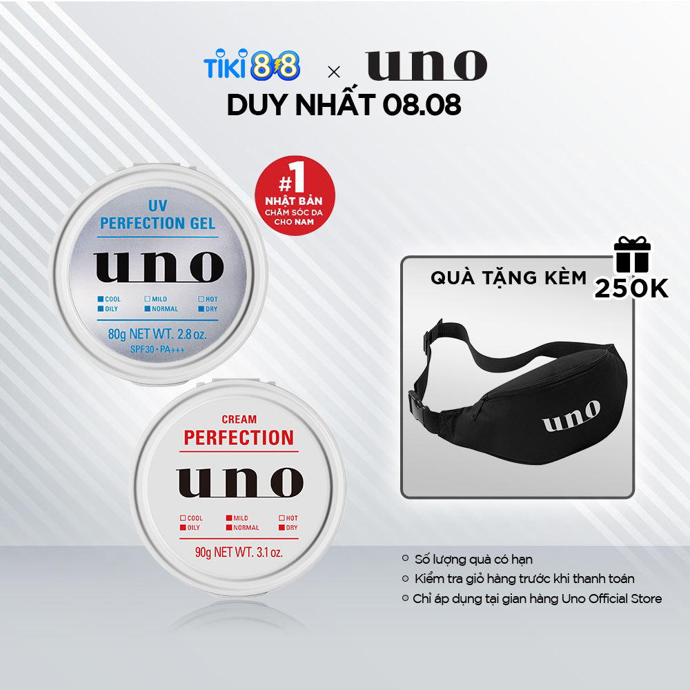 Bộ đôi kem dưỡng da cho nam ban ngày UNO UV Perfection Gel 80g và ban đêm Cream Perfection 90g