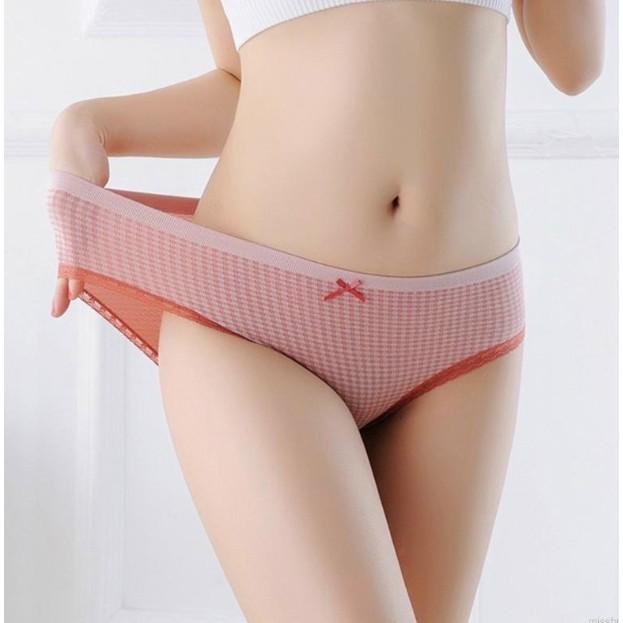 MỚI*ĐƯỢC CHỌN MÀU- Quần lót cotton kẻ nơ kháng khuẩn CHỐNG VIÊM - CHILLHOUSE