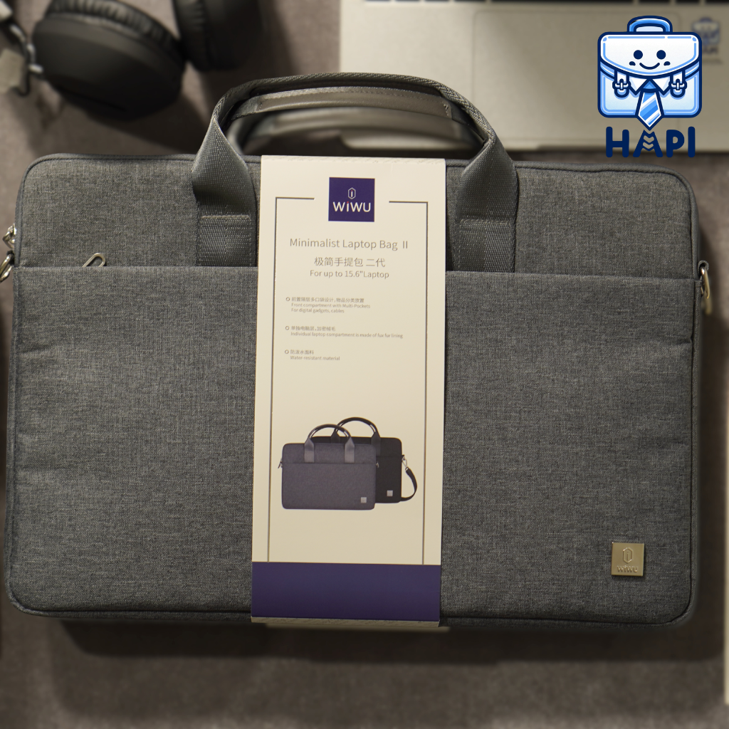 Túi hàng chính hãng WIWU Minimalist Laptop Bag II Wi-MLBII 14 inch, 15.6 inch: Trượt nước, chống sốc, ngăn phụ kiện