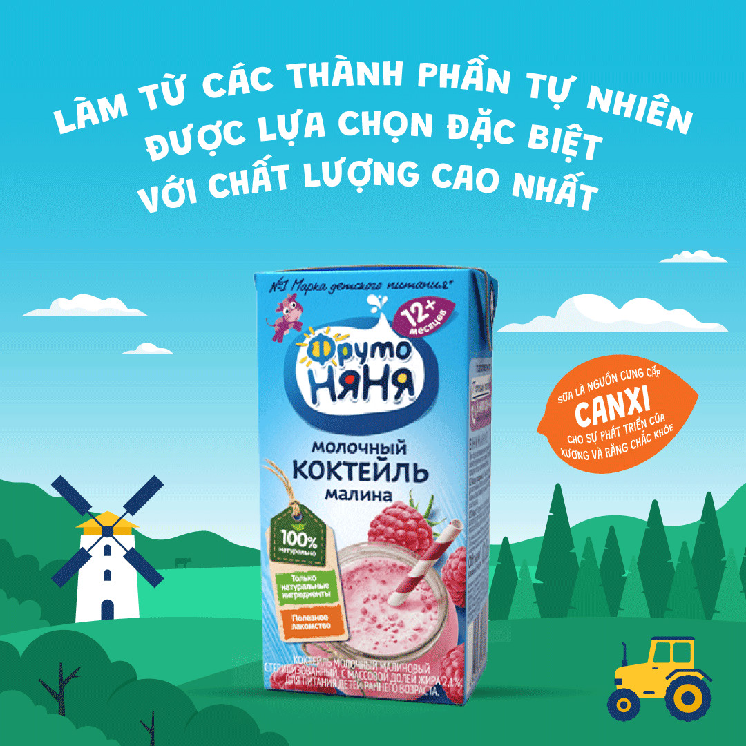 Combo 6 Hộp Sữa lắc vị mâm xôi Fruto Nyanya 200ml