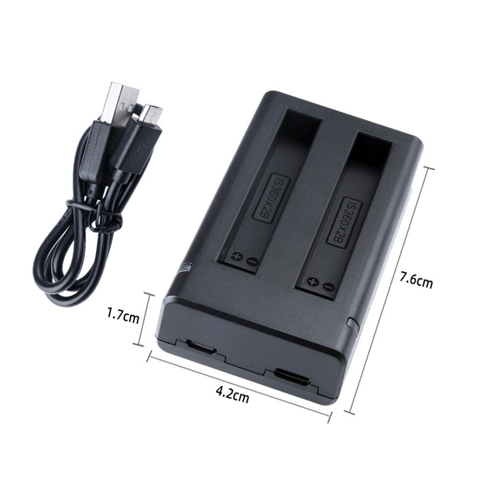 Compact Battery Charger 1x ABS with Cable Camera Battery Charger for Insta 360 One x2