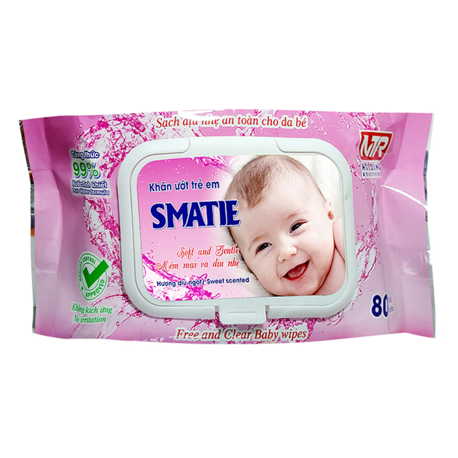 Combo 5 Gói Khăn Ướt Hương Phấn Smatie 80 Tờ