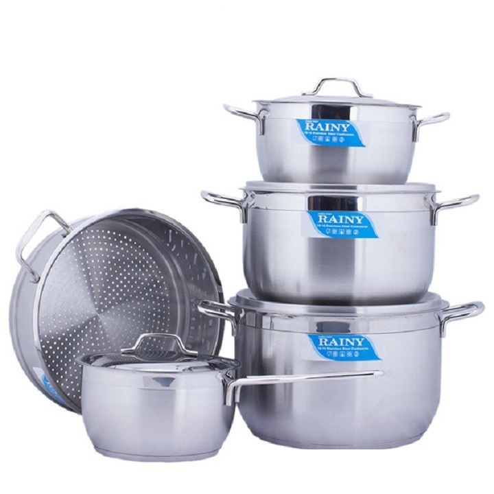 Bộ 5 nồi xửng inox Rainy-RN09T - Hàng Chính Hãng