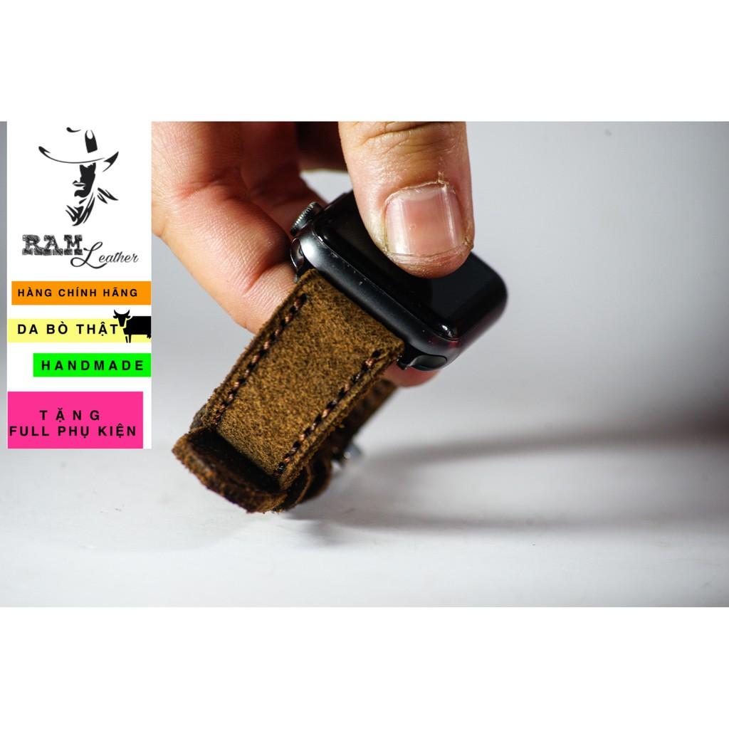 Dây đồng hồ RAM Leather da bò lộn nâu đậm - RAM classic 1960