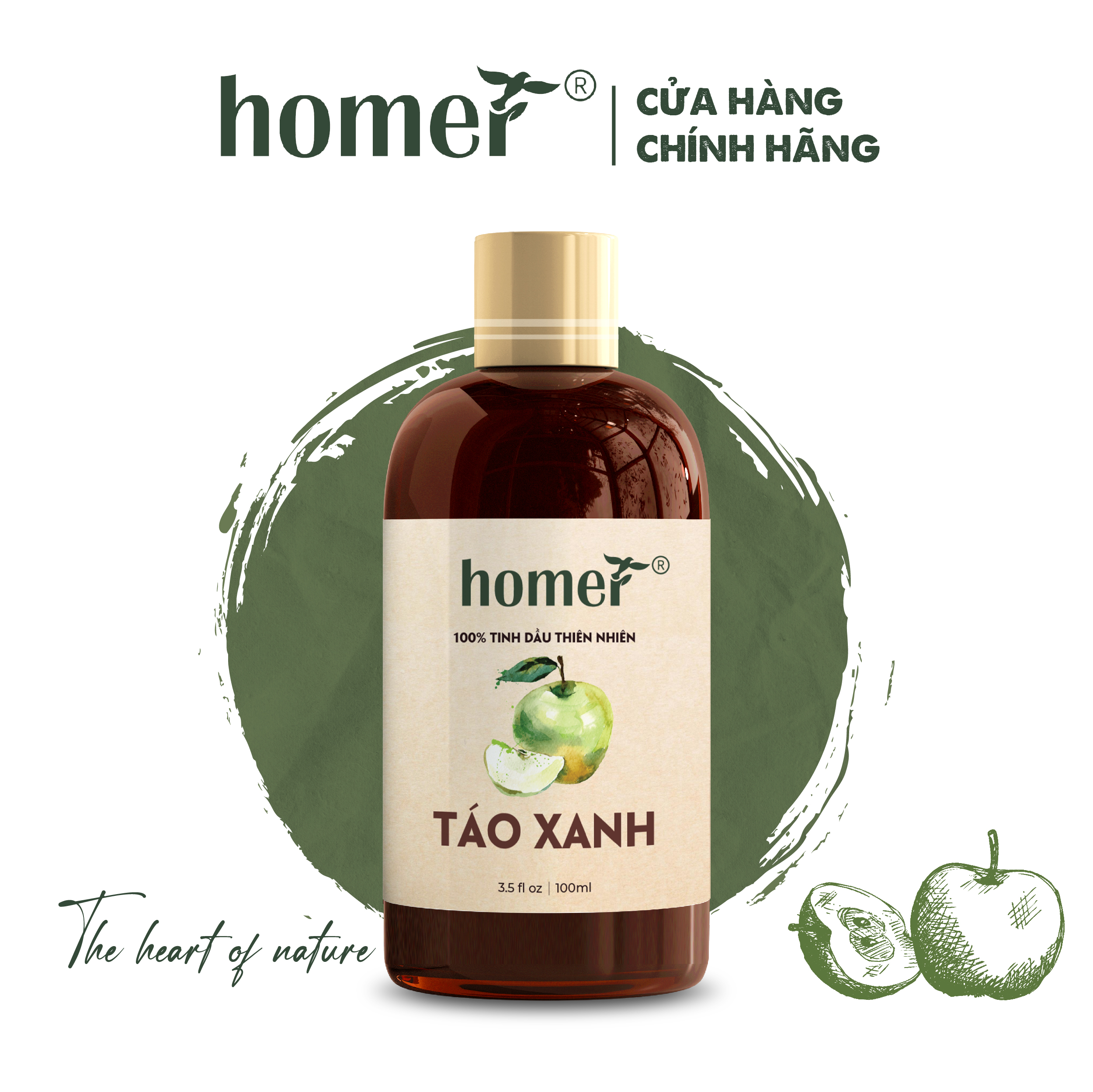 Tinh Dầu Táo Xanh Homer 100ml - Tinh Dầu Xông Thơm Phòng, Thư Giãn Khử Mùi - Tinh Dầu Trái Cây Thiên Nhiên