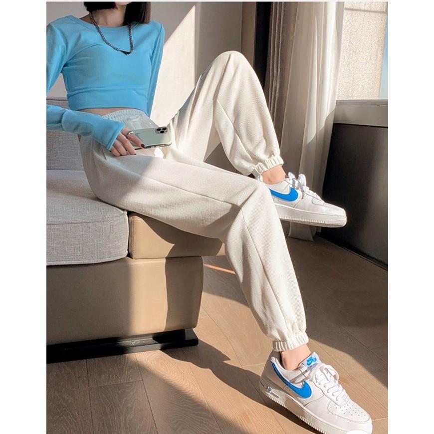Quần Ống Rộng Chất Tổ Ong Unisex Dày Dặn Phong Cách Thể Thao Cá Tính Ulzzang