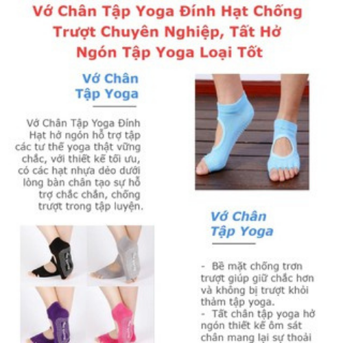 Vớ chân tập YOGA đính hạt chống trượt chuyên nghiệp, Tất hở ngón tạp yoga HENRYSA