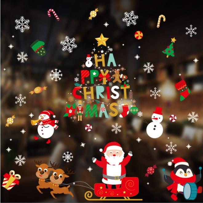 Decal trang trí Noel Hít Tĩnh Điện - Combo Noel đầy màu sắc dễ thương ( Nhiều mẫu )