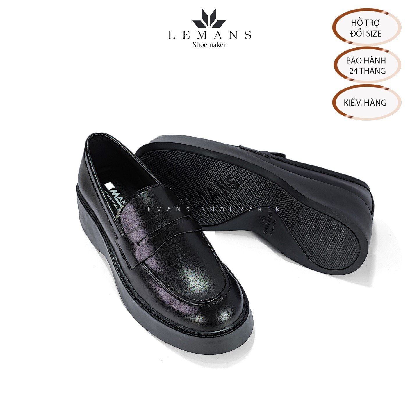 The Breakthrough Chunky PENNY LOAFER Lemans - BST độc quyền, đế cao 6cm Full cao su nguyên khối Da bò nguyên tấm BH 24T