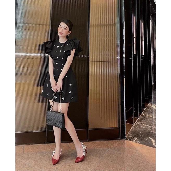 Đầm Dự Tiệc Đính Hoa Đá Tay Phòng Siêu Xinh BY8367