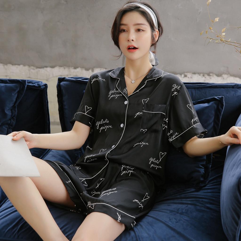 Đồ Bộ Nữ - Đồ Mặc Nhà Cộc Vải Lụa Cao Cấp Bốn Màu Trơn In Họa Tiết Chữ CCLP11