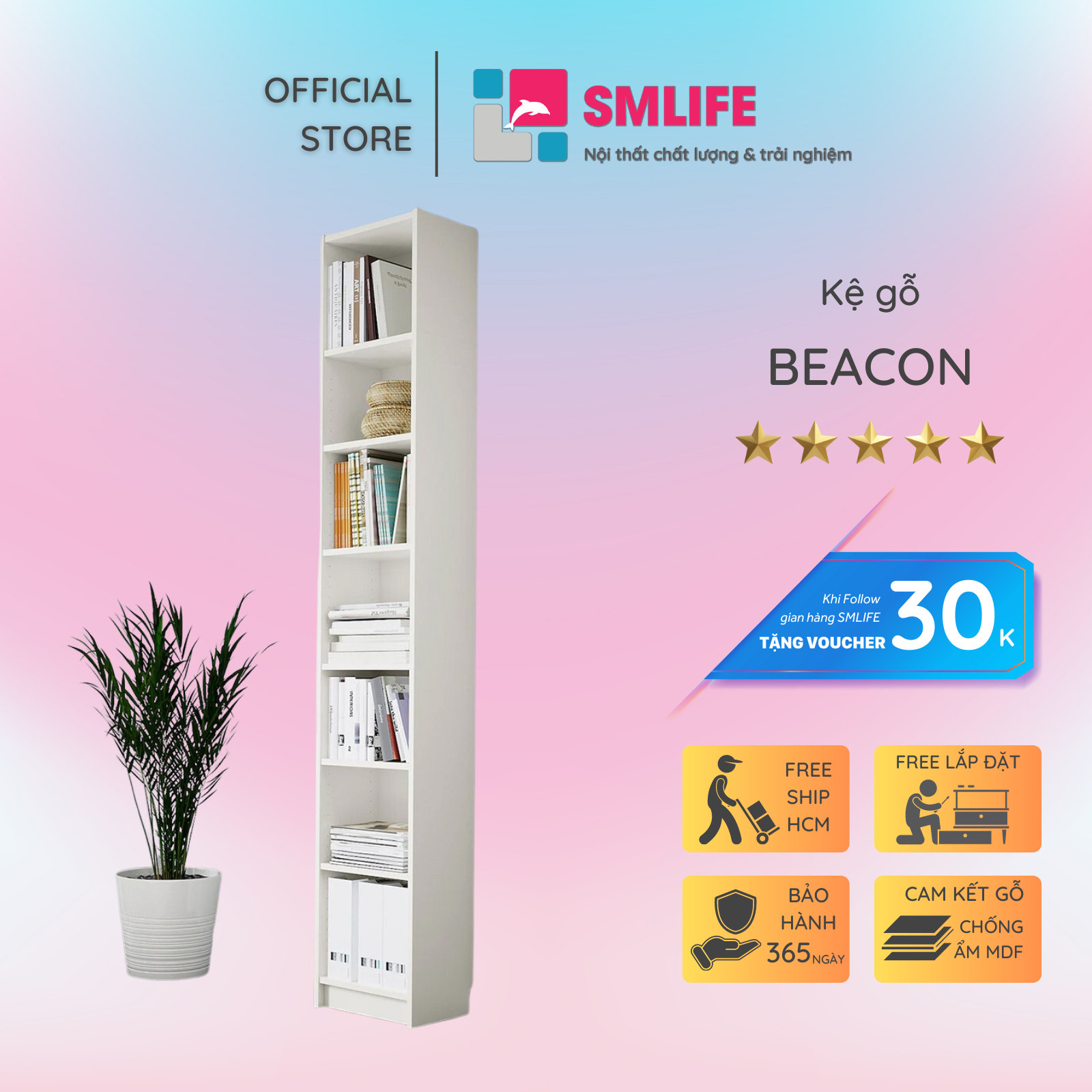 Giá đỡ sách đẹp thiết kế hiện đại SMLIFE Beacon
