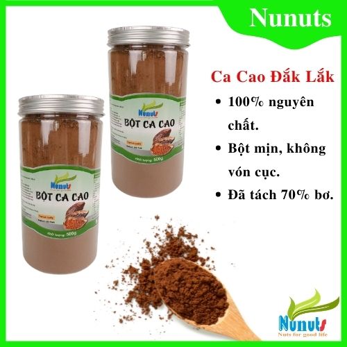 Combo 2 hũ bột cacao nguyên chất 100% Nunuts (2 hũ 500g)