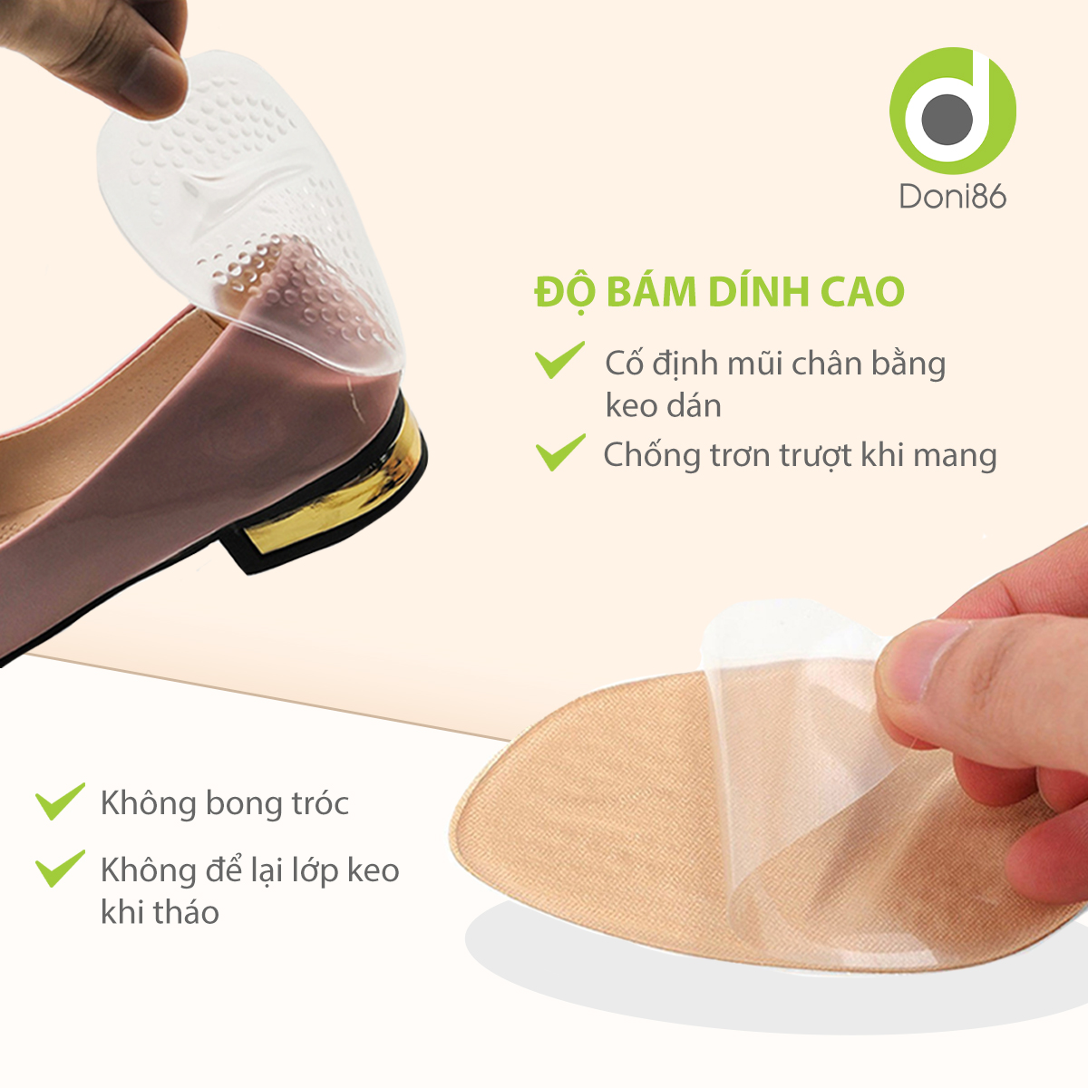 Lót giày nửa bàn chân trước chất liệu vải ép mút, silicone có kéo dán cố định chống trượt và êm chân - Doni - DOPK226