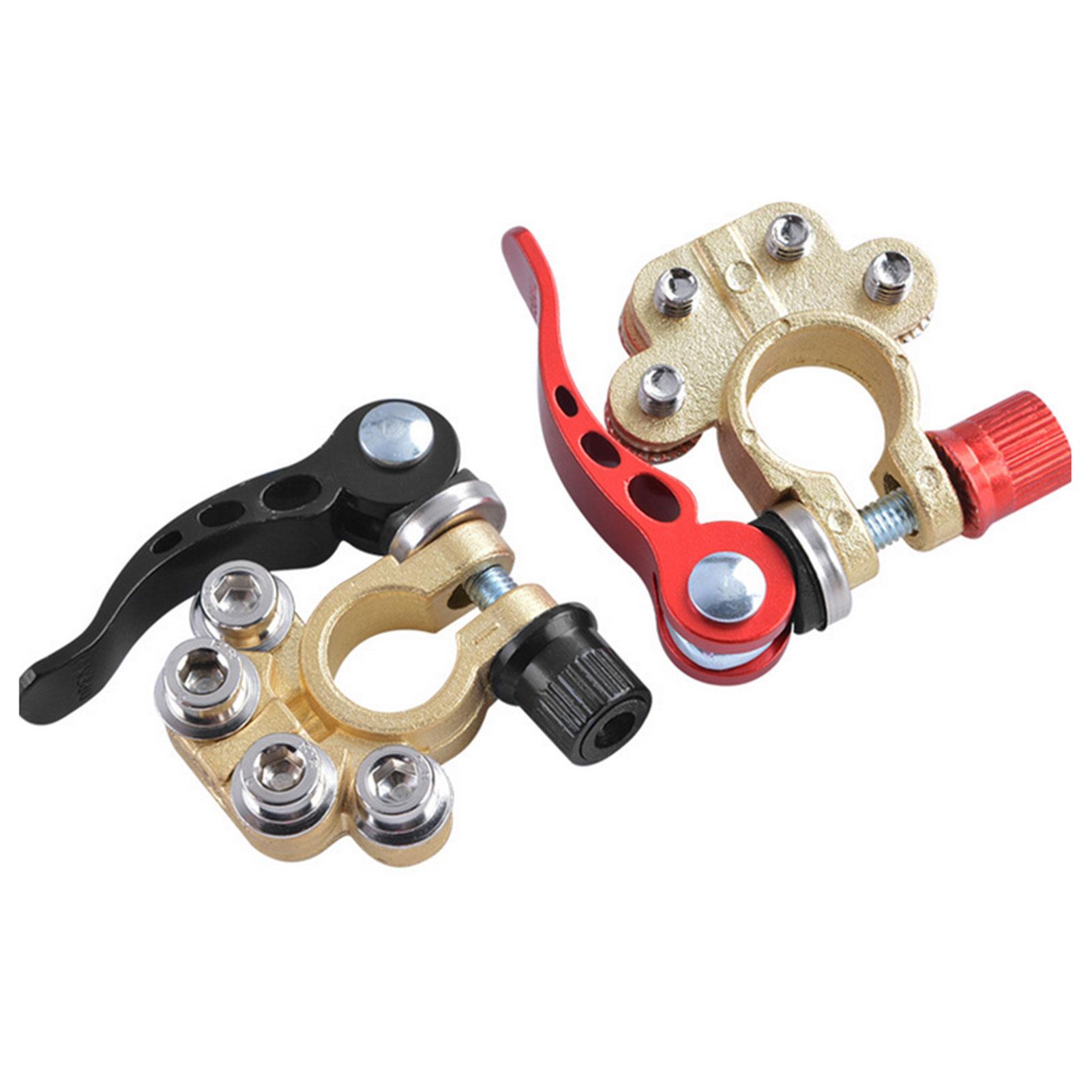 2Pcs Car Battery Terminal Connector Clamp Adjust Disconnect Quick Release Tool with 1Pc Hexagon Wrench