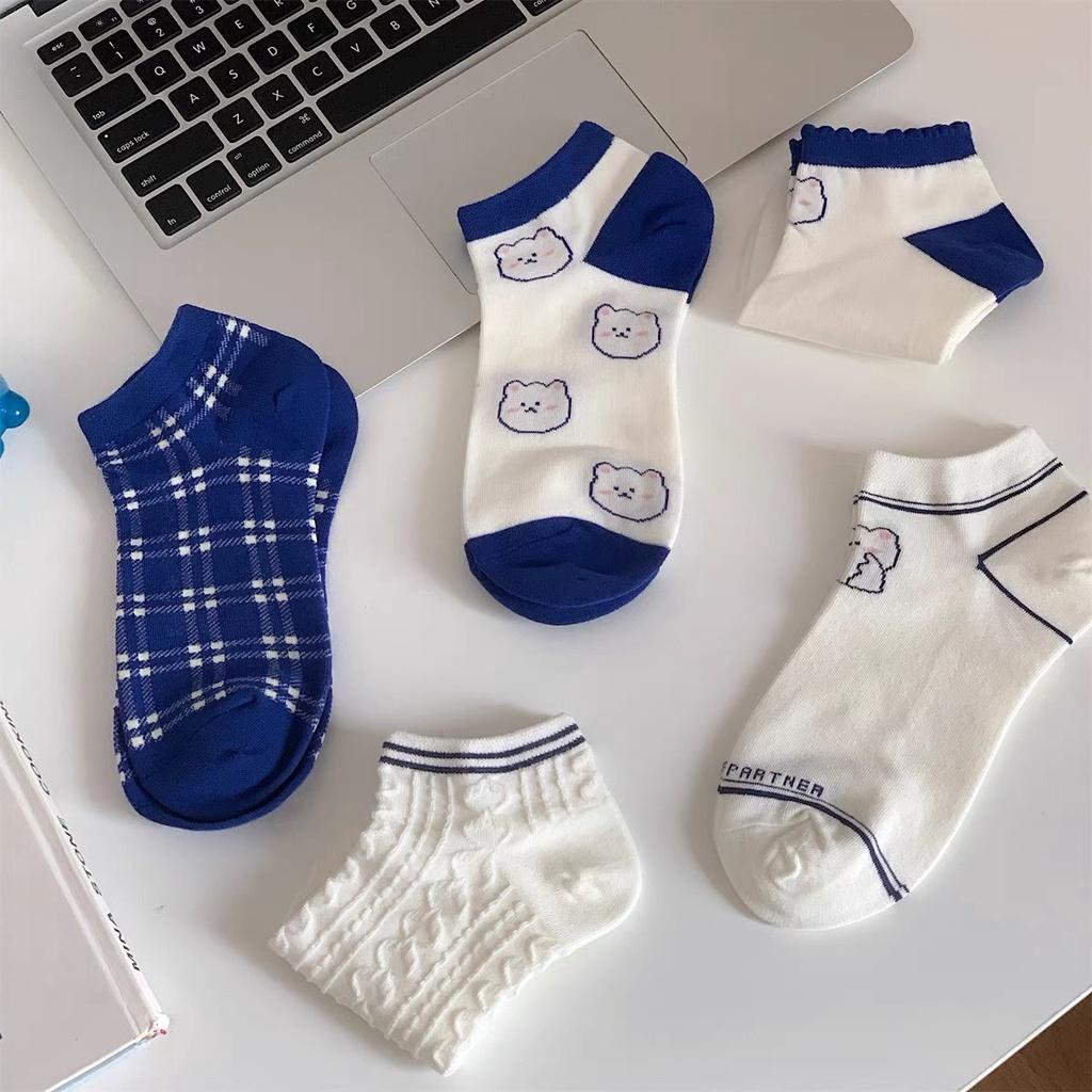 Tất vớ nữ cổ ngắn dễ thương cotton hình thú màu trắng mỏng thoáng Urbanize - Chọn ngẫu nhiên