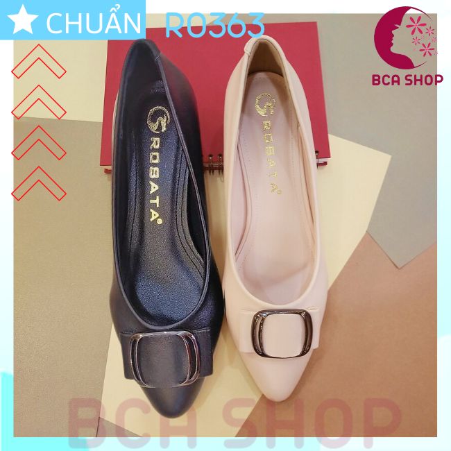 Hình ảnh Giày cao gót nữ màu đen 4p RO363 ROSATA tại BCASHOP bít mũi nhấn nơ kim loại vuông, kiểu dáng công sở thanh lịch