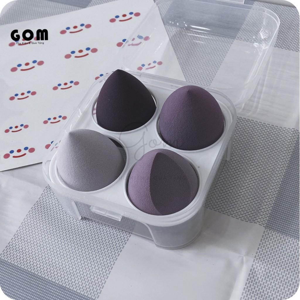 Set 4 mút trang điểm hình trứng - kèm hộp đựng bằng nhựa cứng cáp