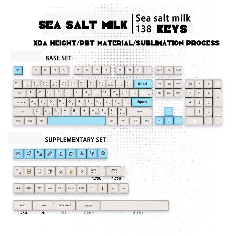 Sea Salt Milk XDA profile PBT Keycaps Dye-Sub 61 64 68 84 87 96 980 104 108