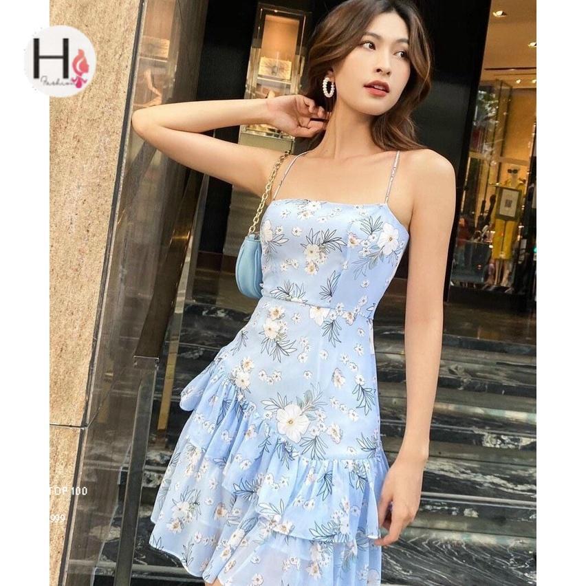 ĐẦM HOA XANH 2 DÂY PHỐI BÈO DIỆN CỰC XINH