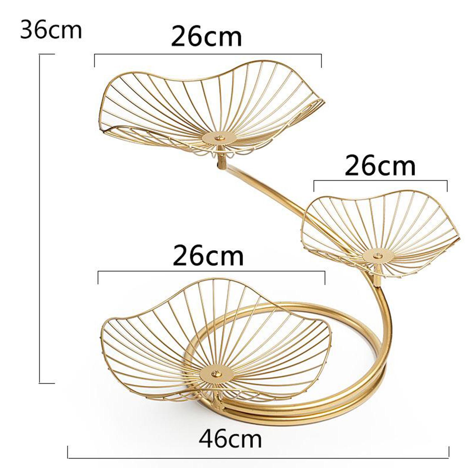Lotus Leaf Fruit Bowl Display Basket Iron Wire Fruit Holder Dish 3 Tier Style 1