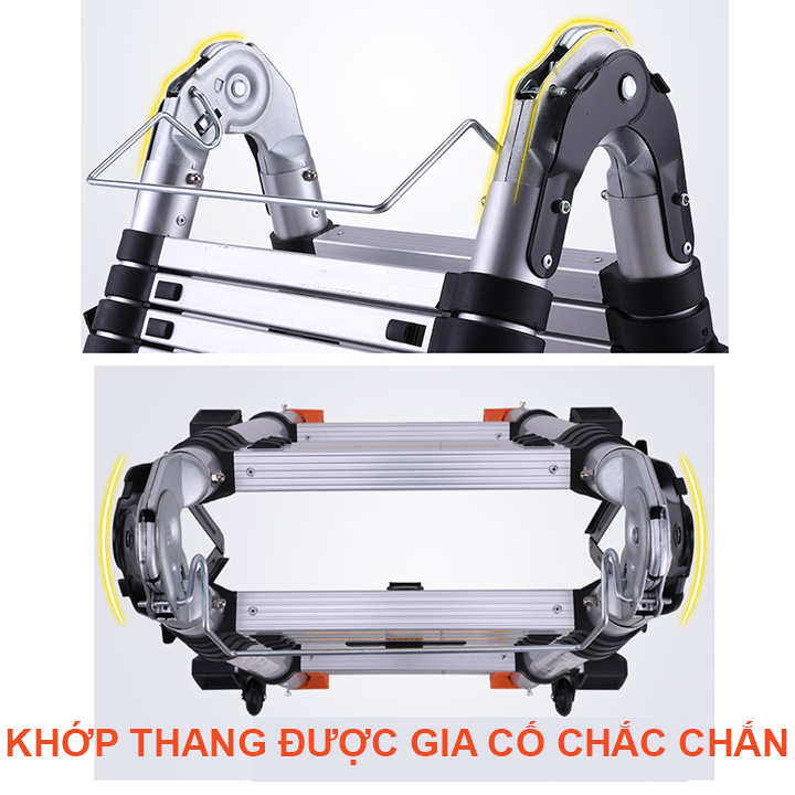 Thang nhôm rút đôi đa năng- Có bánh xe - BELTO - 5M- Sản xuất theo tiêu chuẩn Châu Âu EN131