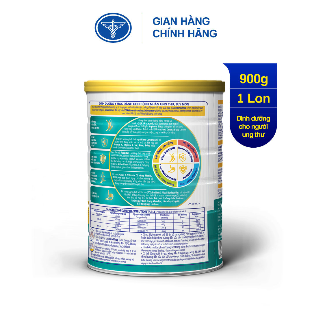 Lon sữa Leanpro Hope 900g - Sữa dành cho người bệnh ung thư, suy mòn