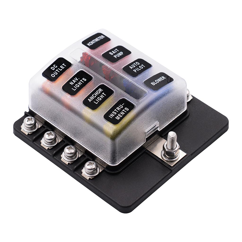 6 & 8 Way Circuit Standard ATO ATC Blade Fuse Box Block Holder Stud Terminal