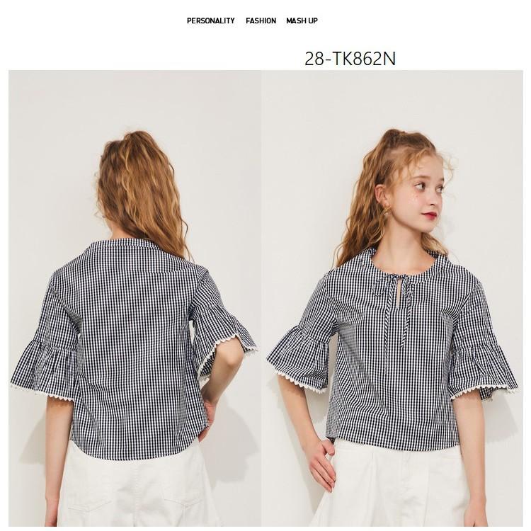 TK739-SƠ MI NỮ VIỀN REN TAY LOE S-6XL