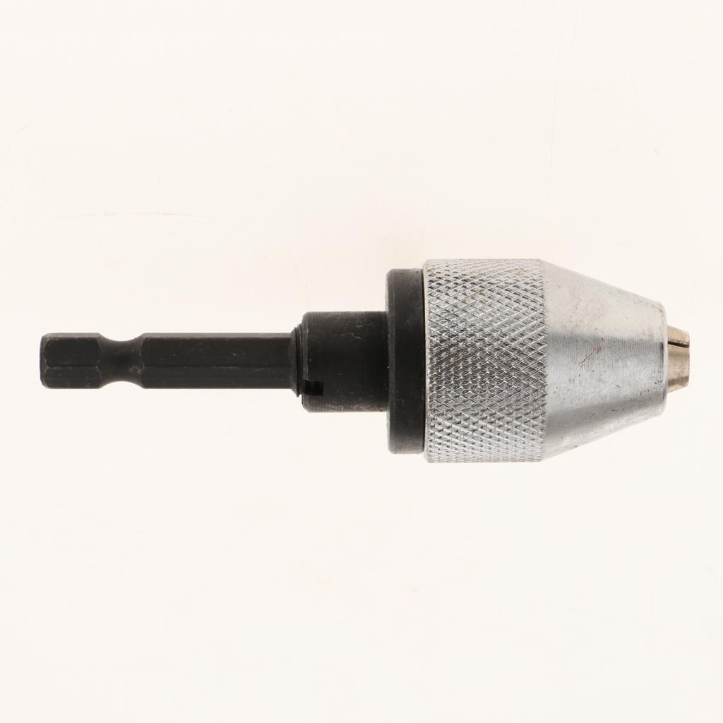 Keyless Hex Shank Drill Chuck Adapter Conversion Tool 0.3-6.5mm Silver