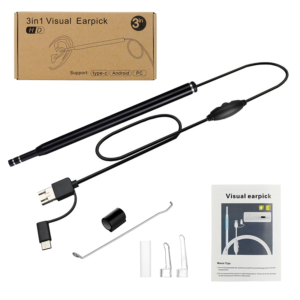 Thiết bị nội soi tai đa chức năng 3 trong 1 với máy ảnh 5.5mm với 6 mức sáng tùy chỉnh