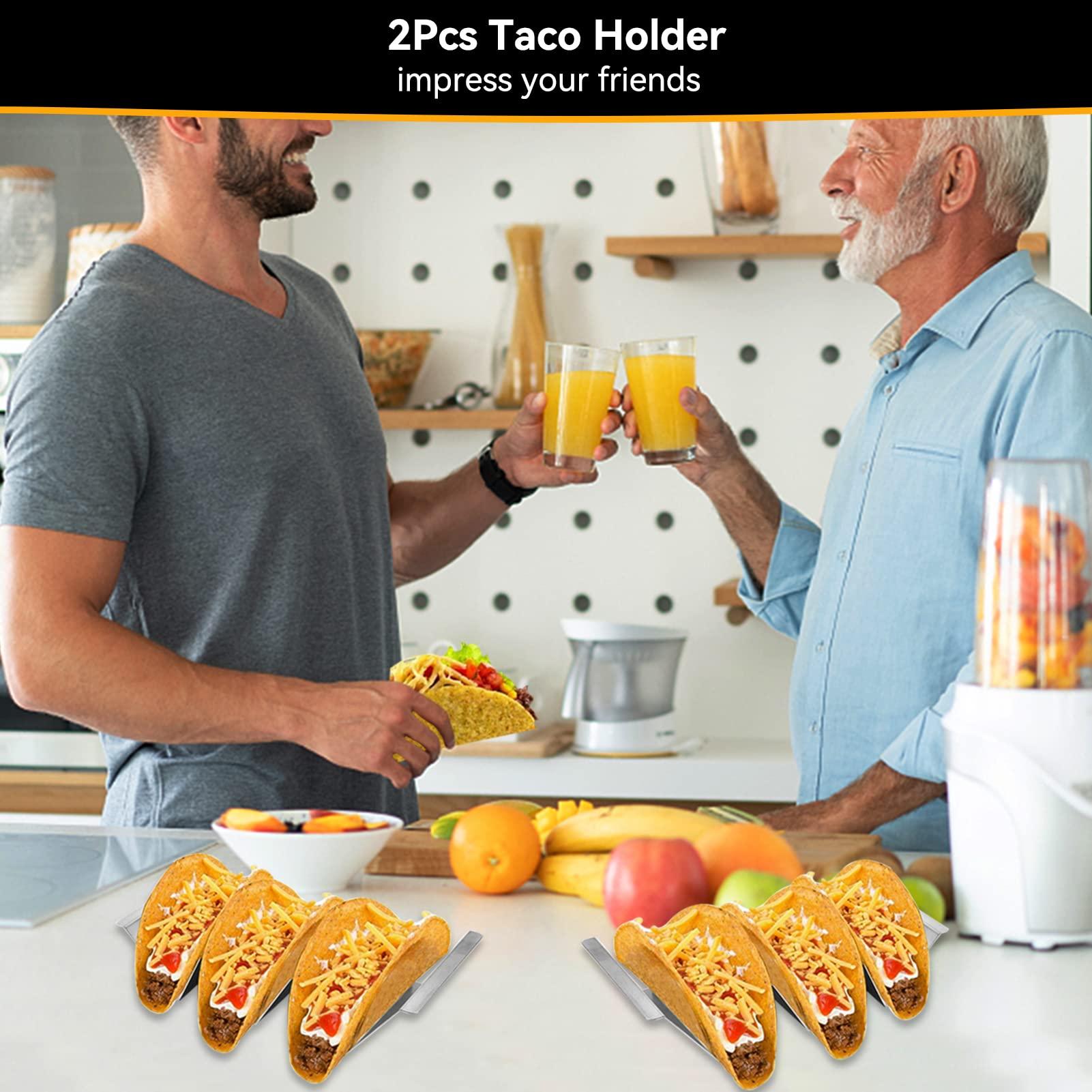 Khay tay bằng thép không gỉ, hỗ trợ bánh tortilla 2PCS cho lò nướng, nhà bếp và nhà hàng