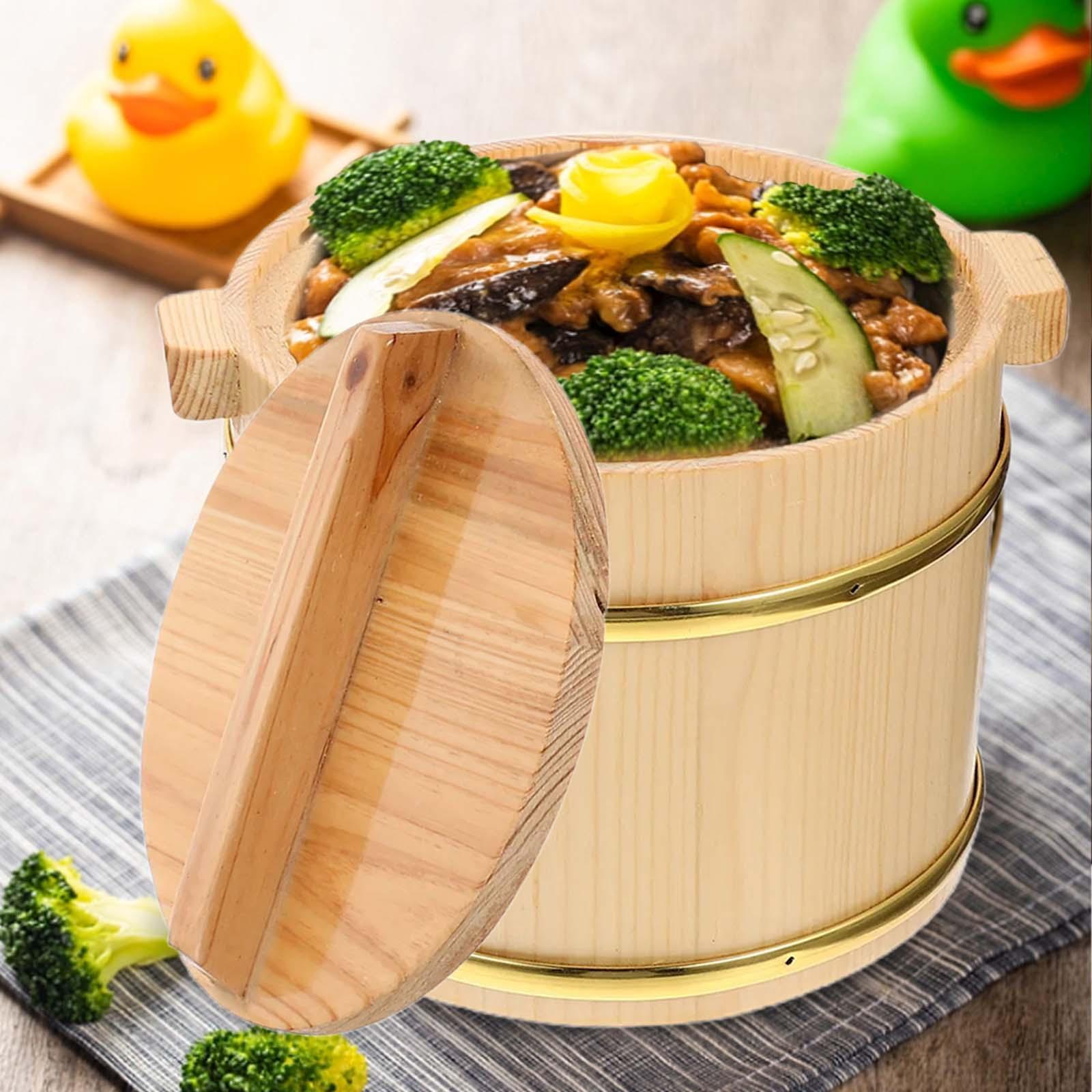 Japanese Rice Bucket, Wooden Sushi Rice Bowl, Reusable 16cm for Restaurant Kitchen Home