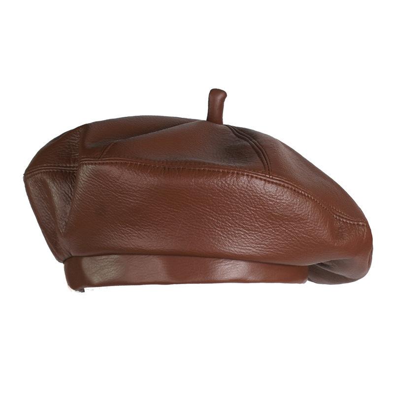Năm 2020 Thời Trang Nữ Da PU Hình Bát Giác Mũ Newsboy Nắp Vintage Bonnet Beret Phong Cách Retro Nón Da Da Bò