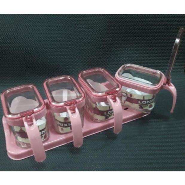 Bộ gia vị thủy tinh cao cấp 3 ngăn và 4 ngăn