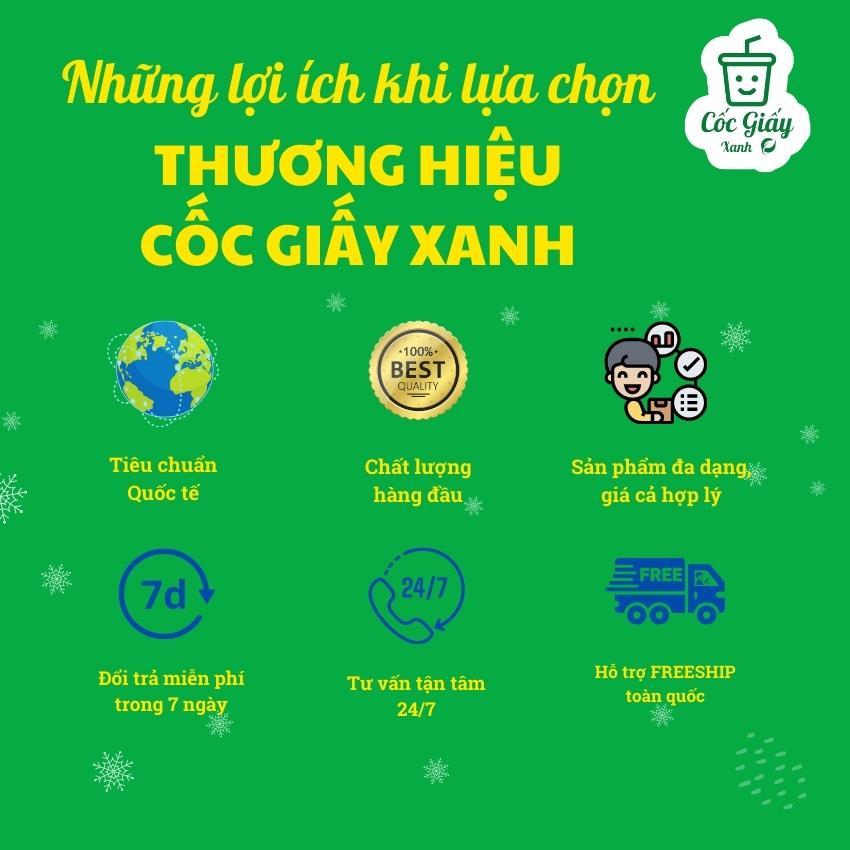 50 CỐC GIẤY XANH 210ml Size Nhỏ Dùng 1 Lần Uống Nước Cứng Cáp, Kín Kẽ