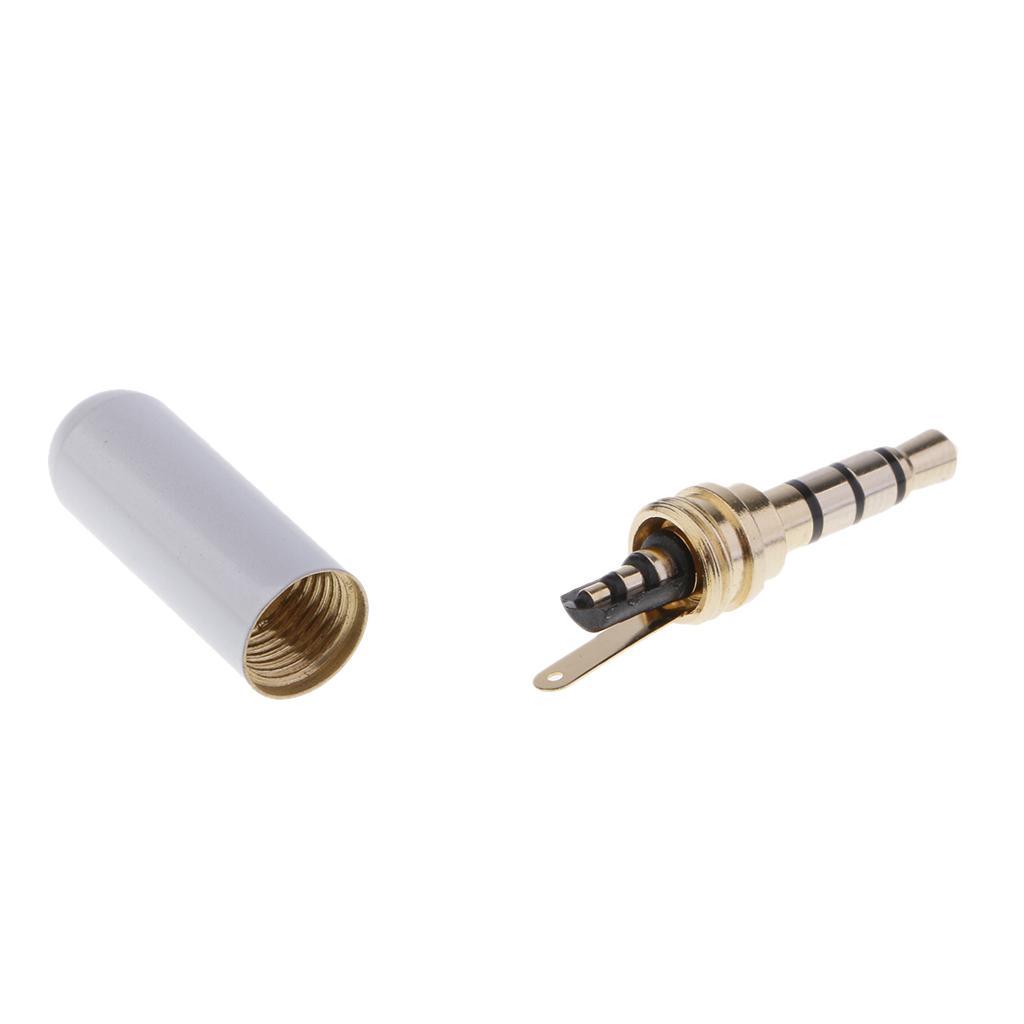 3x 3.5mm Male AUX Plug Stereo Headphone Solder Audio Adapter Blue + White