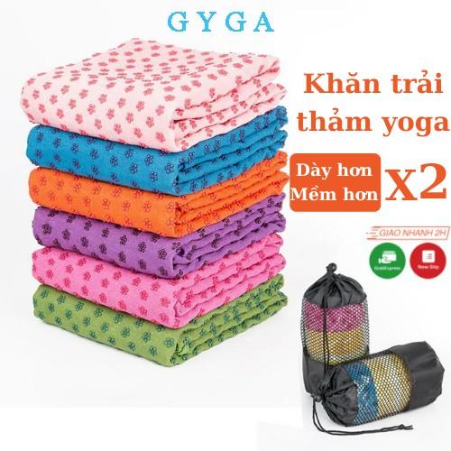 Khăn trải thảm yoga, khăn trải thảm dày mịn chống trơn trượt MICROFIBER thấm hút mô hôi cao cấp tặng túi đựng