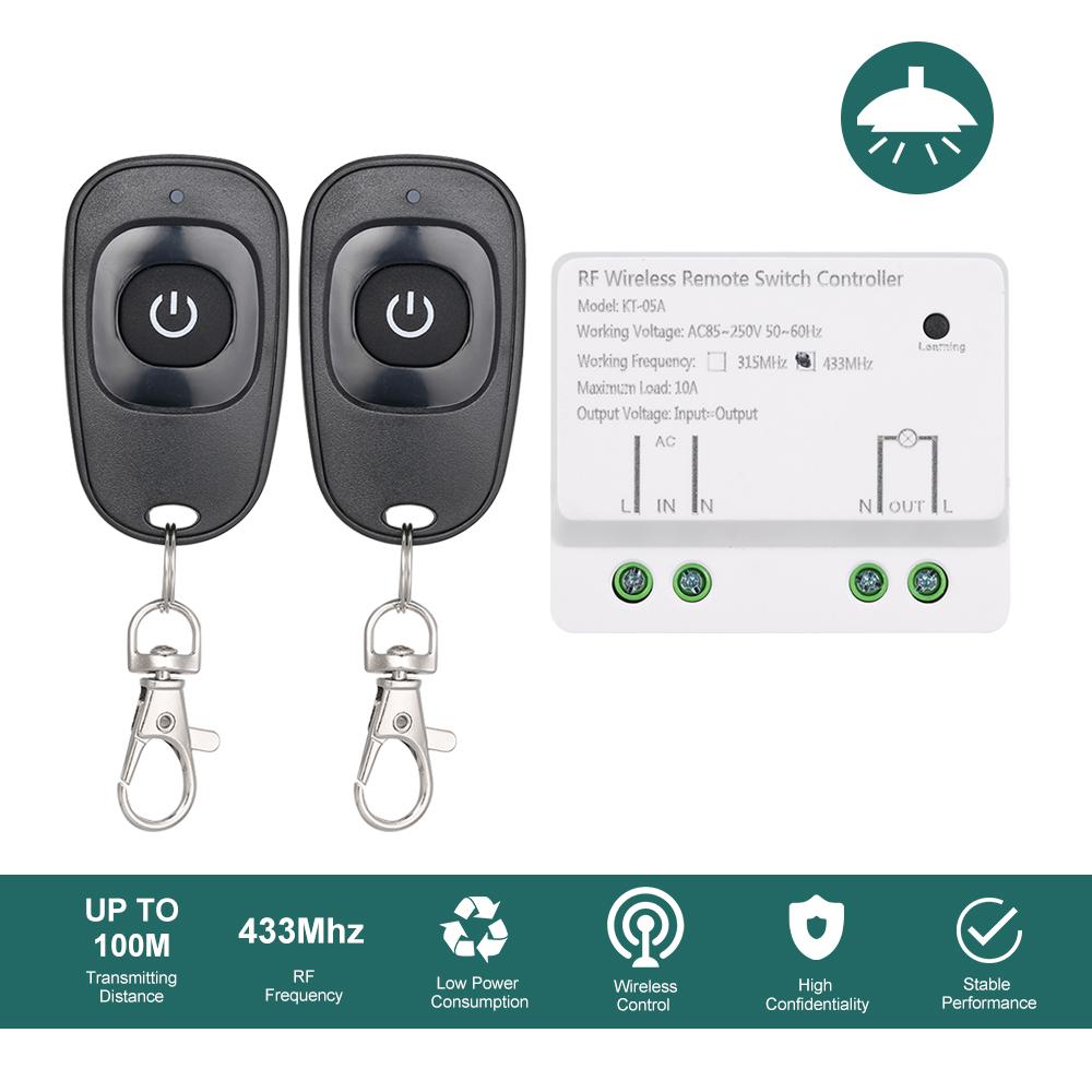 Smart Home 433Mhz AC85-250V 1CH Wireless Remote Switch Relay Receiver Transmitter Universal Remote Control Switch Module and 1PCS/2PCS RF Transmitter Remote Controls 1527
