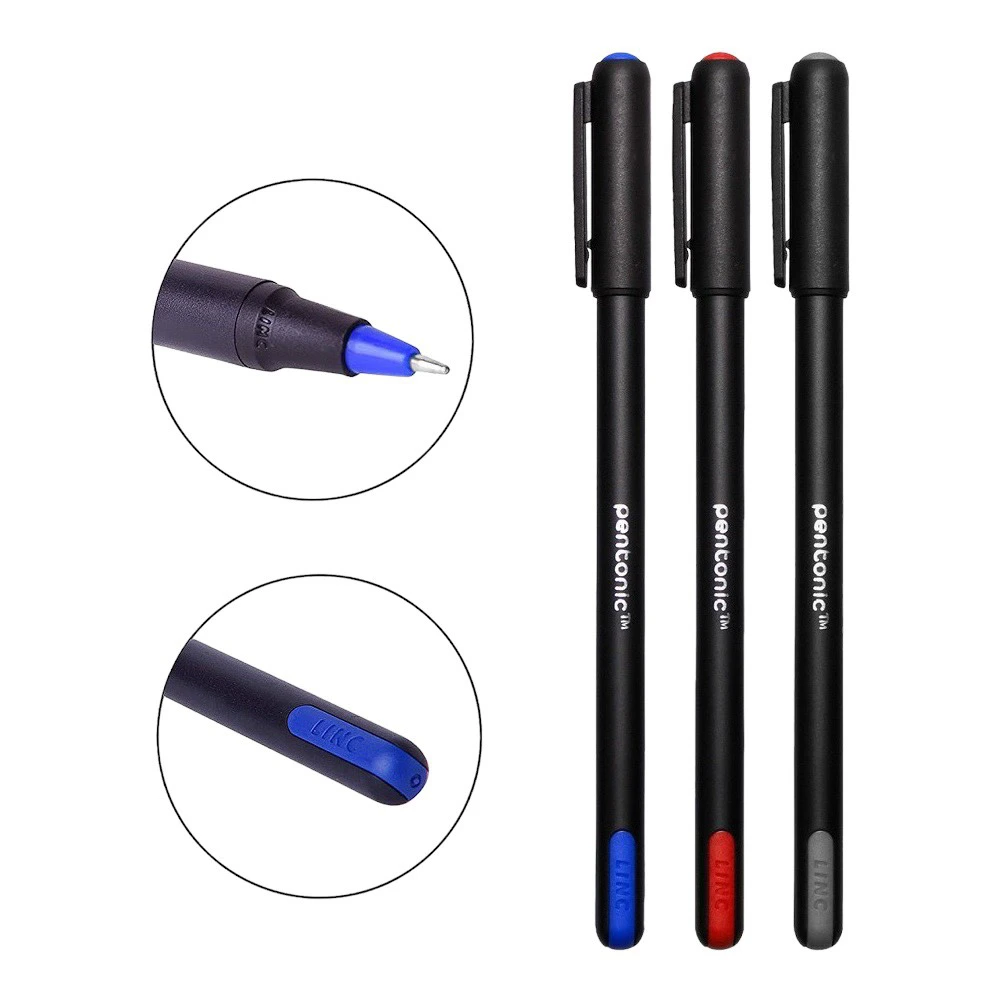 Combo 5 Bút gel LinC Pentonic 856 ngòi 0.6mm Mực xanh, đen, đỏ, tím - Mực ra đều, êm trơn (Riêng mực tím ngòi 0.7mm)