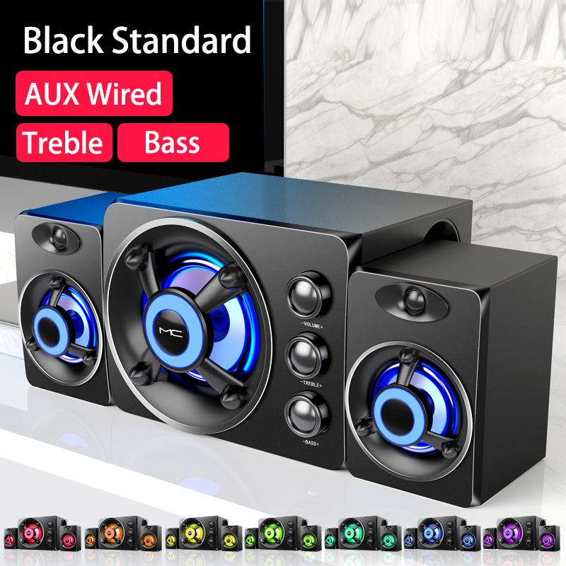 Loa âm thanh nổi Hifi 3D LED đầy màu sắc LIGHT BASS BASS AUX USB WIRED WIRELESS AUDIO AUDIO Nhà hát Nhà Color: White Wired Standard