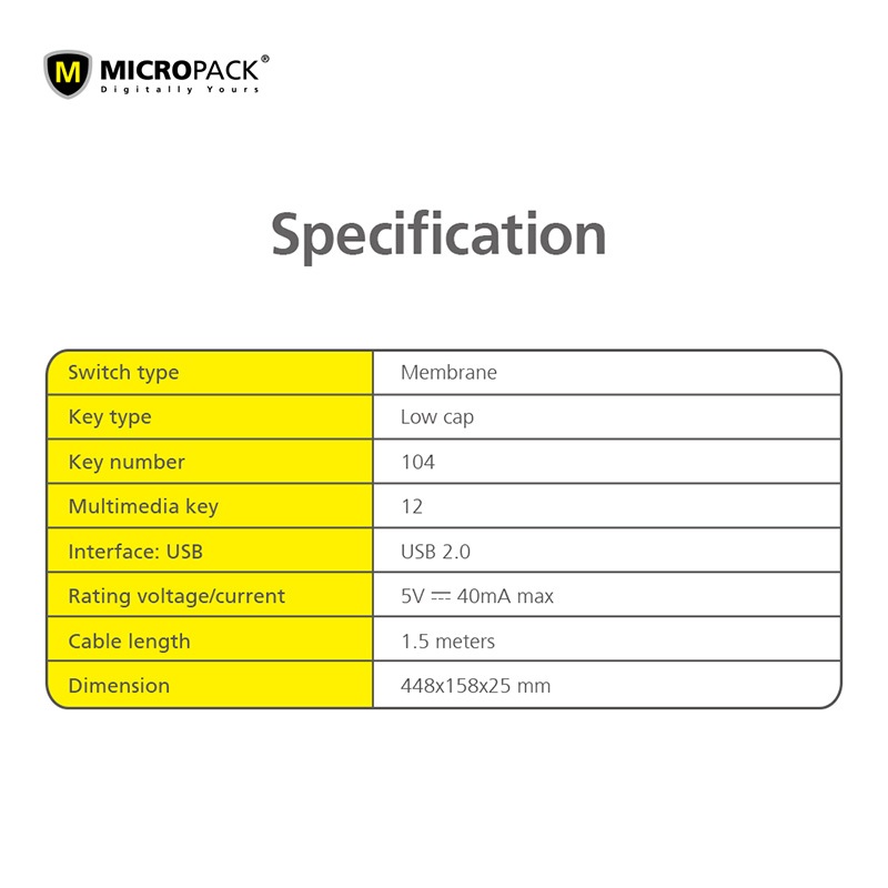 Bàn Phím Có Dây MicroPack OFFICE LITE 2 K-206 Với 12 Phím Đa Phương Tiện Tương Thích HĐH Windows/ MacOs Hàng Chính Hãng