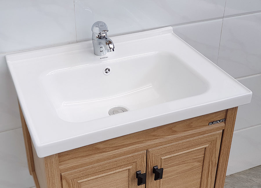 Bộ tủ Lavabo nhựa và carbon chịu nước Eurolife BLV-NC04 kháng nước chống ẩm chống bám bẩn, tạo khuẩn (Nâu gỗ)