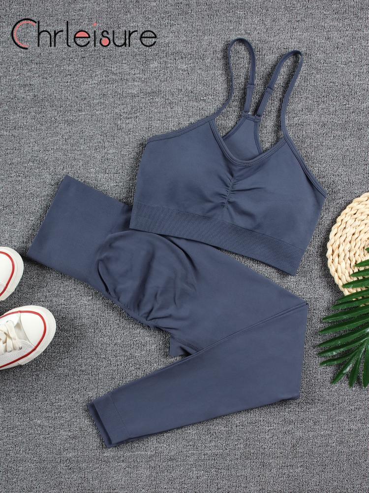 CHRLEISURE 2 Món Bộ Thể Thao Liền Mạch Yoga Crop Top Bra Quần Legging Bộ Đồ Thể Thao Chắc Chắn Tập Luyện Bộ Đồ Tập Gym Thể Hình Quần Áo Thể Thao Color: Red pants set Size: S