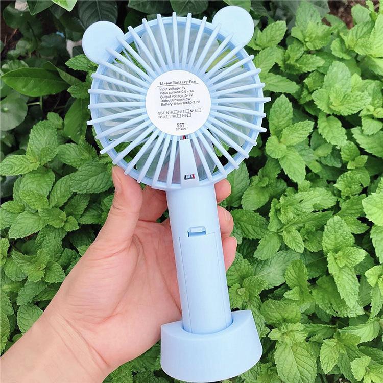 Quạt Mini Cầm Tay Tai Gấu Tích Điện 3 Chế Độ Gió Có Chân Đế Kẹp Điện Thoại Để Bàn Tiện Dụng 88110 shop Giang Phạm