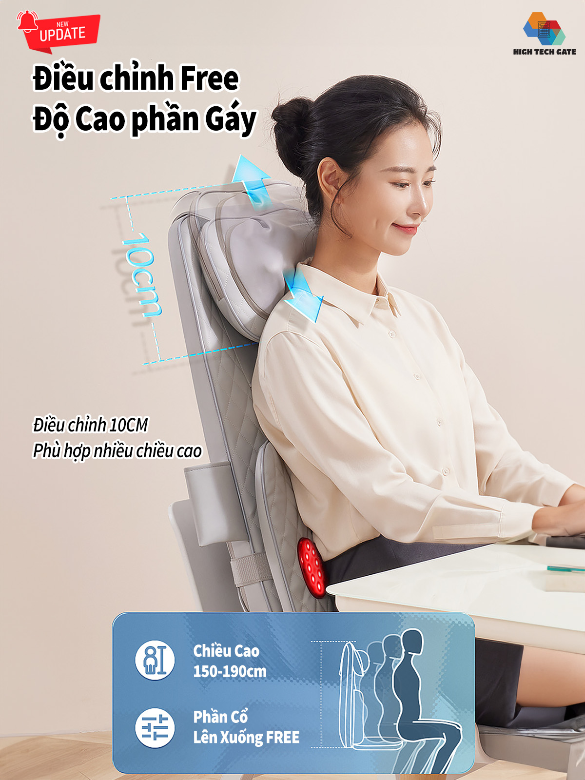 Đệm Massage Toàn Thân 918-7 Chế Độ Massage 3D, Tích Hợp Nhiệt Hồng Ngoại, 3 Cường Độ Xoa Bóp, 3 Mức Rung và Chườm Nóng, hàng chính hãng