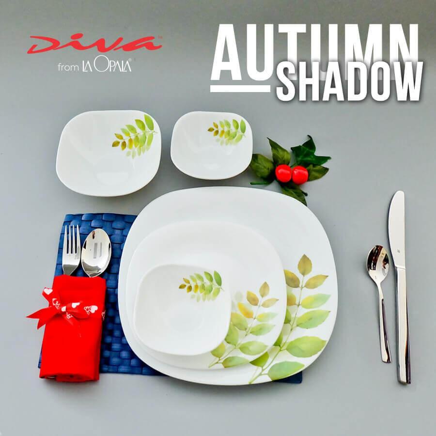 Bộ chén đĩa thủy tinh vuông tròn 12 món AS - Diva LaOpala - Hàng Chính Hãng