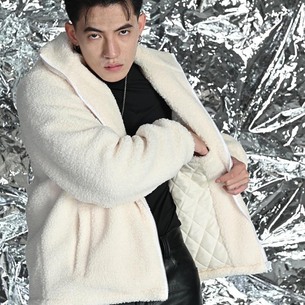Áo khoác lông cừu Worldwide Fur Jacket, lót trần bông, unisex nam nữ form rộng