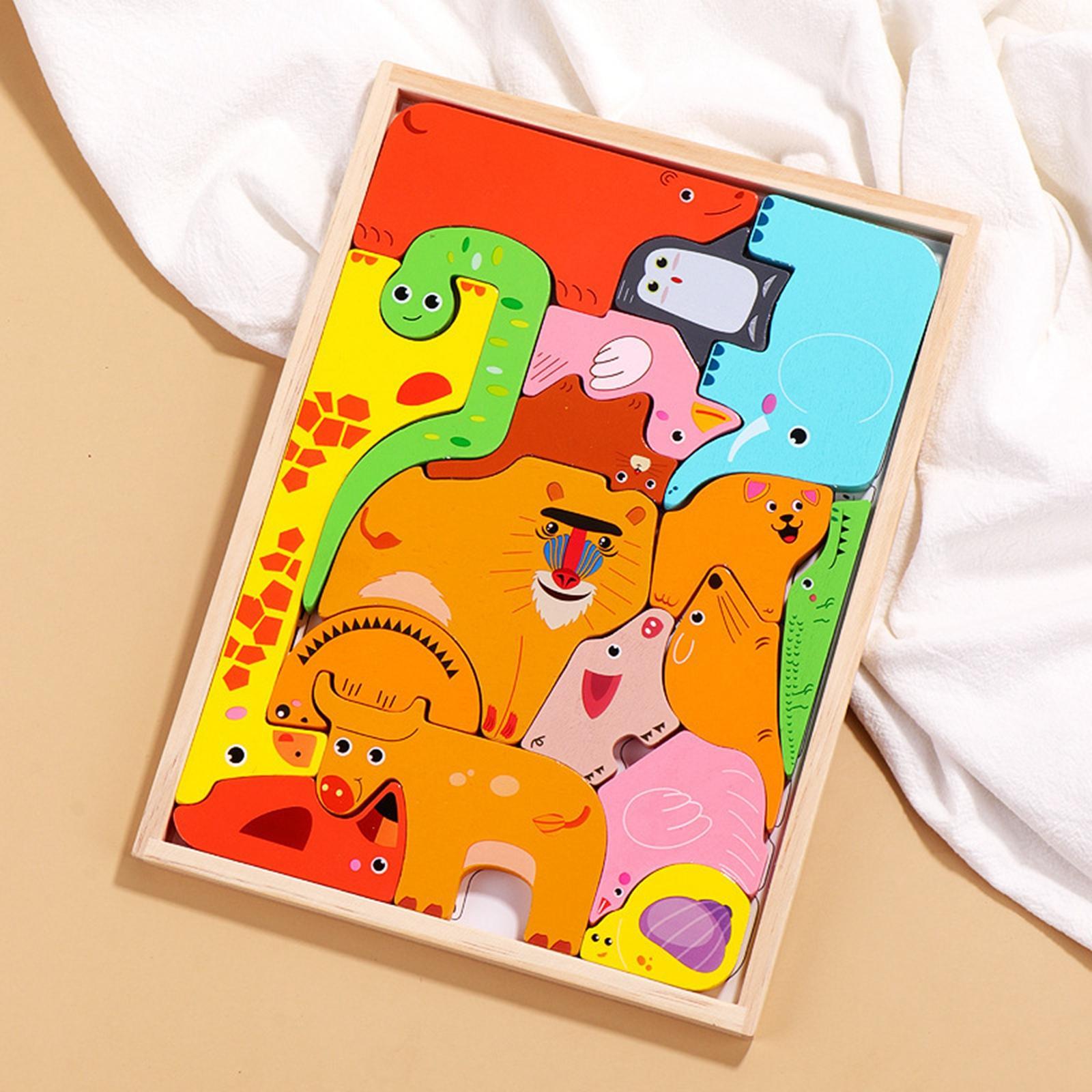 Montessori Animal Jigsaw Puzzles Construction Toy Shape Puzzle for Girls