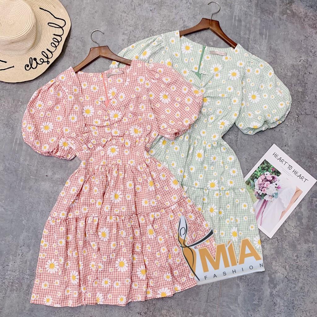 ĐẦM HOA CÚC TAY BỒNG NHÍU NGỰC - DA2279